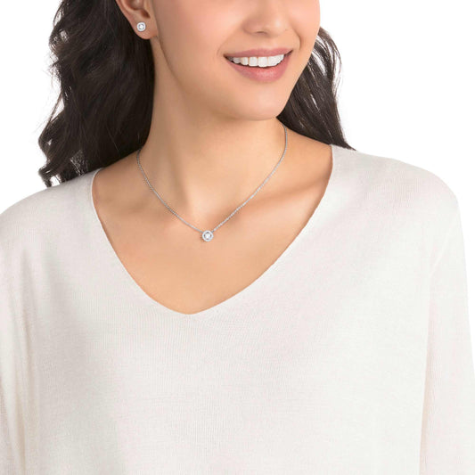 Una Angelic Square Silver Kolye ve Küpe Set