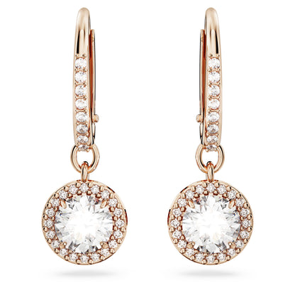 Una Angelic Taşlı Pırlanta Rose Gold Asma Düğme Küpeler