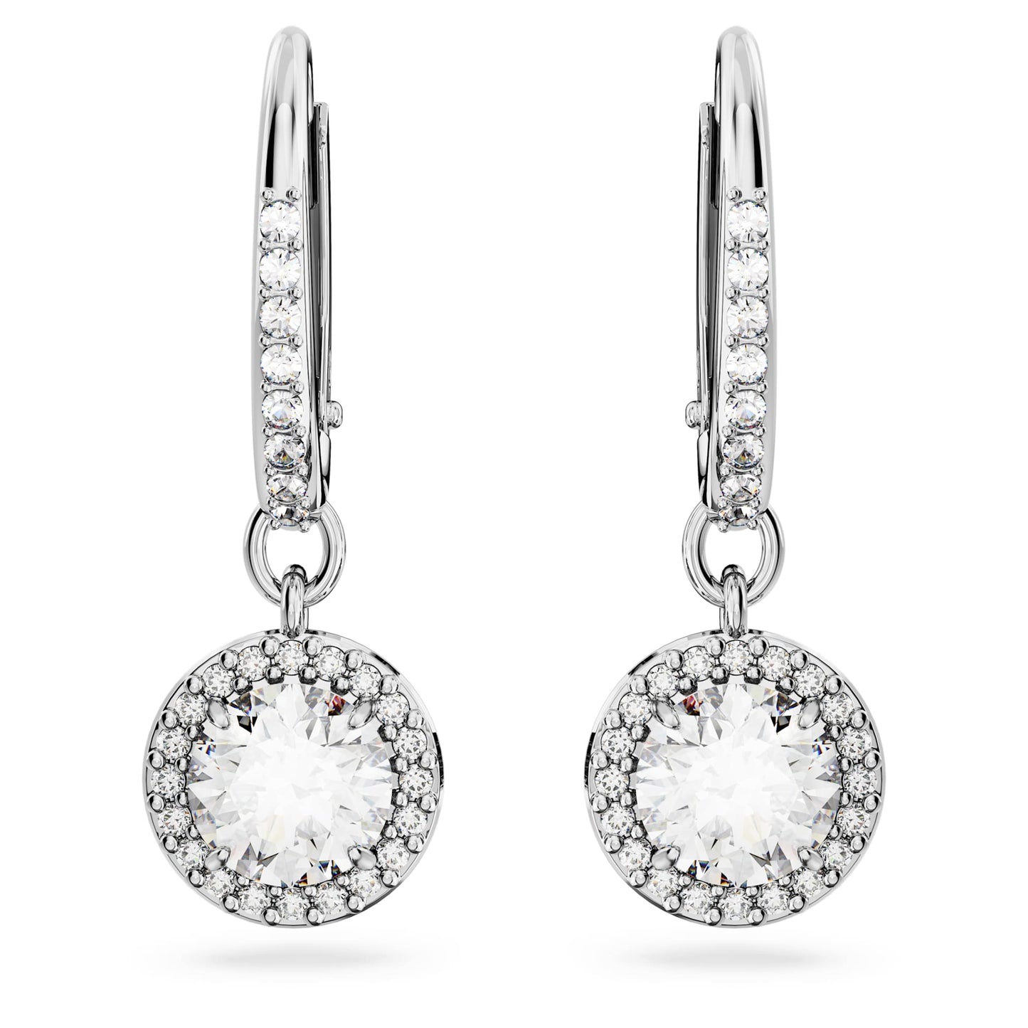 Una Angelic Taşlı Pırlanta Silver Asma Düğme Küpeler