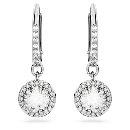 Una Angelic Taşlı Pırlanta Silver Asma Düğme Küpeler