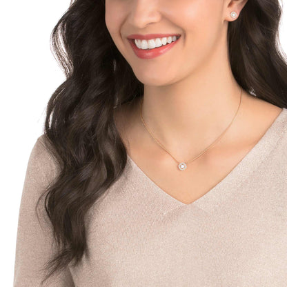 Una Angelic Square Rose Gold Kolye ve Küpe Set