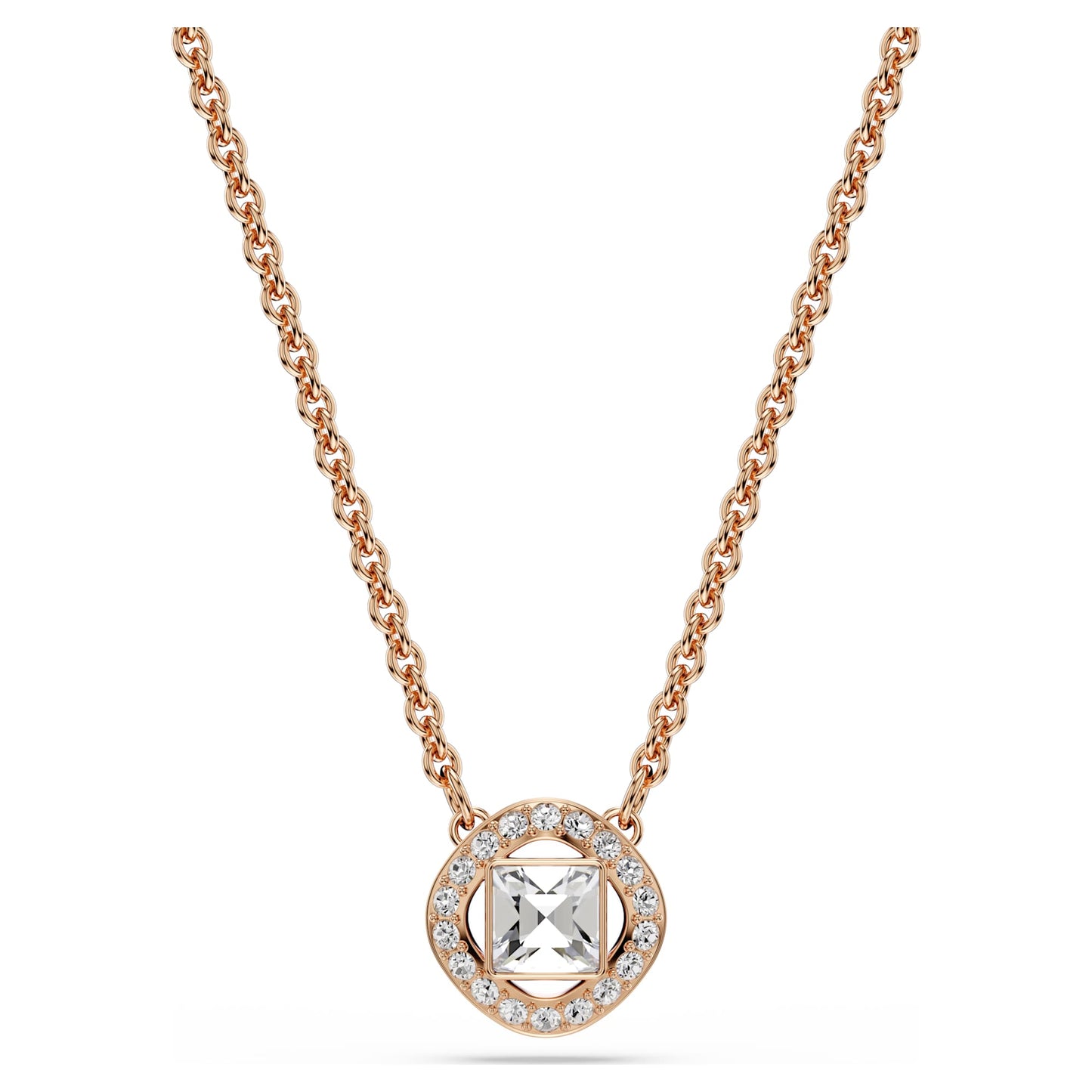 Una Angelic Square Rose Gold Kolye ve Küpe Set